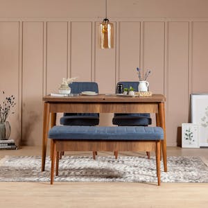 Banc d'entrée avec rangement en tissu bleu 110 cm ROSARIO